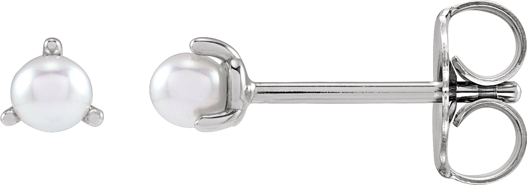 Seed Pearl 3-Prong Stud Earrings