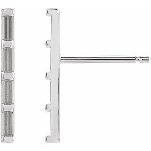Sterling Silver 2.5x1 mm Straight Baguette Four-Stone Bar Earring Mounting