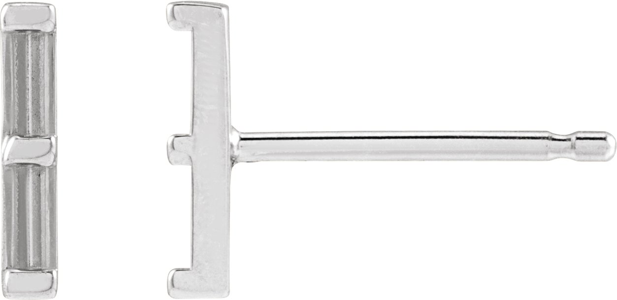 14K White 2.5x1 mm Straight Baguette Two-Stone Bar Earring Mounting