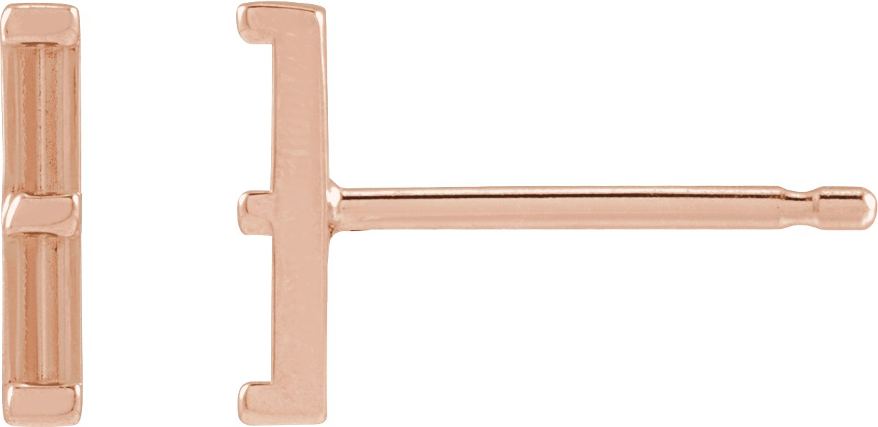 14K Rose 2.5x1 mm Straight Baguette Two-Stone Bar Earring Mounting