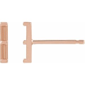 14K Rose 2.5x1 mm Straight Baguette Two-Stone Bar Earring Mounting