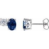 14K White Lab-Grown Blue Sapphire & 1/2 CTW Lab-Grown Diamond Earrings