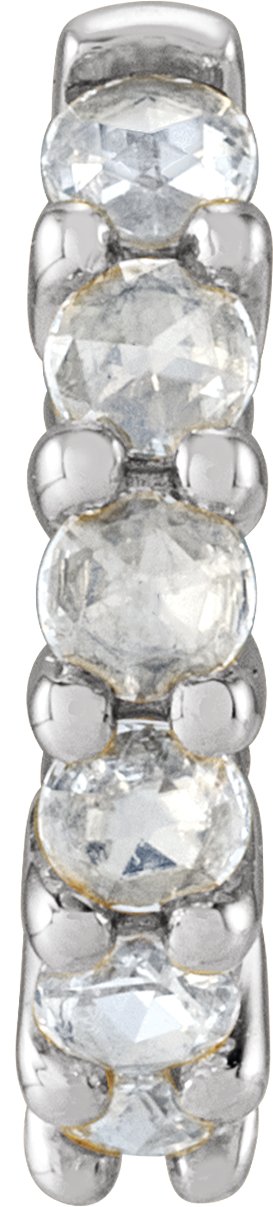14K White 12.2 mm 1/8 CTW Rose-Cut Natural Diamond Huggie Hoop Earring