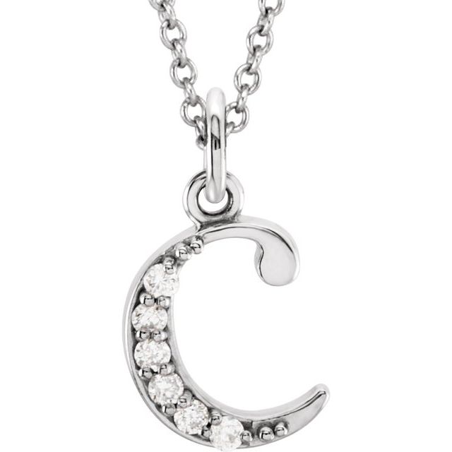 14K White .03 CTW Diamond Lowercase Initial c 16" Necklace