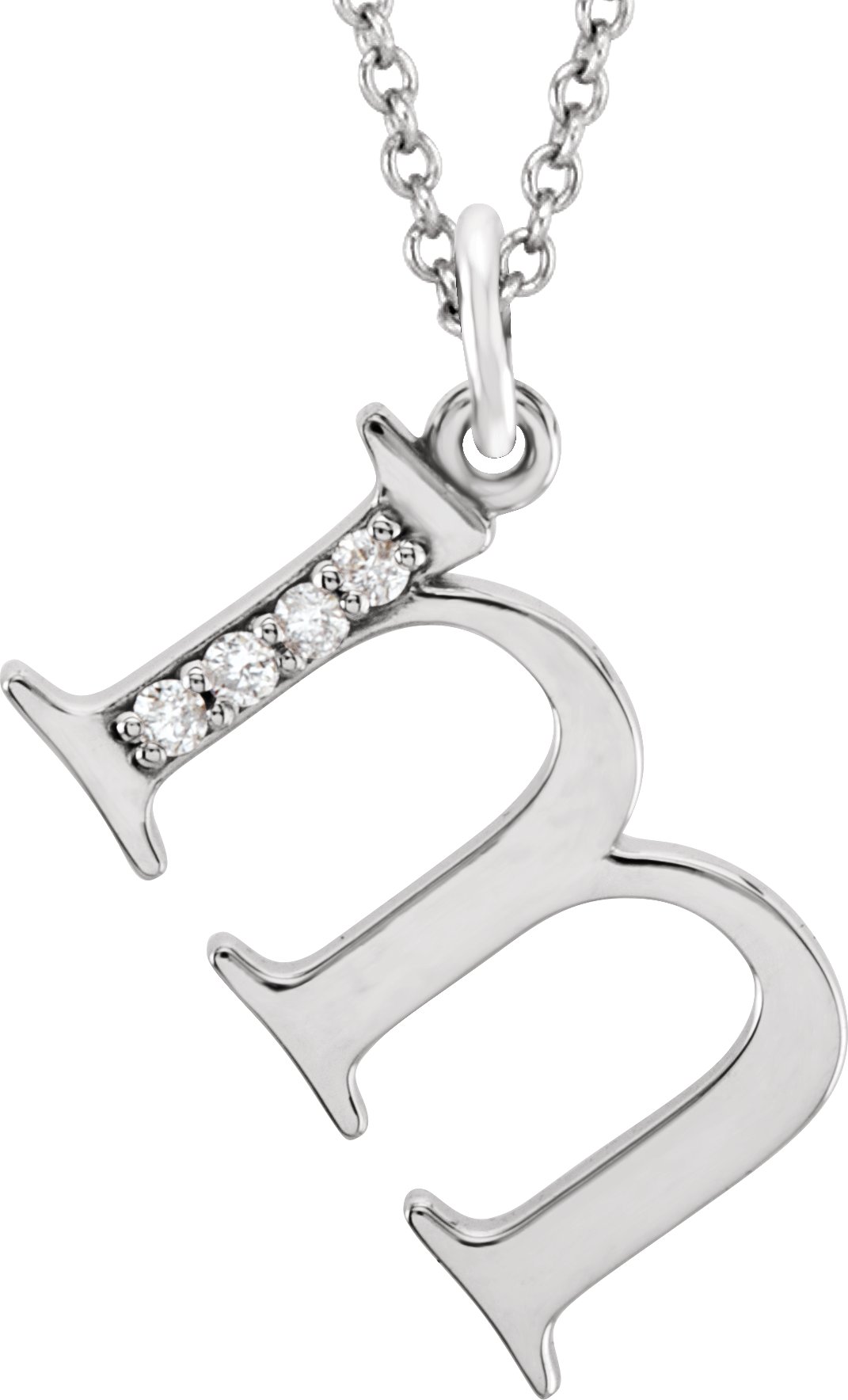 14K White .02 CTW Natural Diamond Lowercase Initial M 16" Necklace