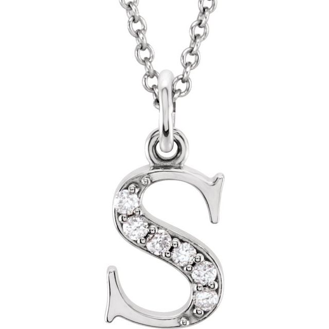 14K White .03 CTW Diamond Lowercase Initial s 16" Necklace
