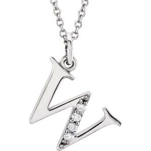 14K White .02 CTW Diamond Lowercase Initial w 16" Necklace