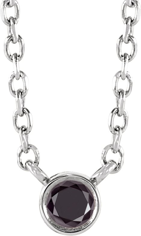 14K White .06 CT Natural Black Diamond 16 to 18 inch Necklace Ref 20503176