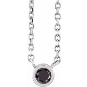 14K White 1/10 CT Natural Black Diamond 16-18" Necklace