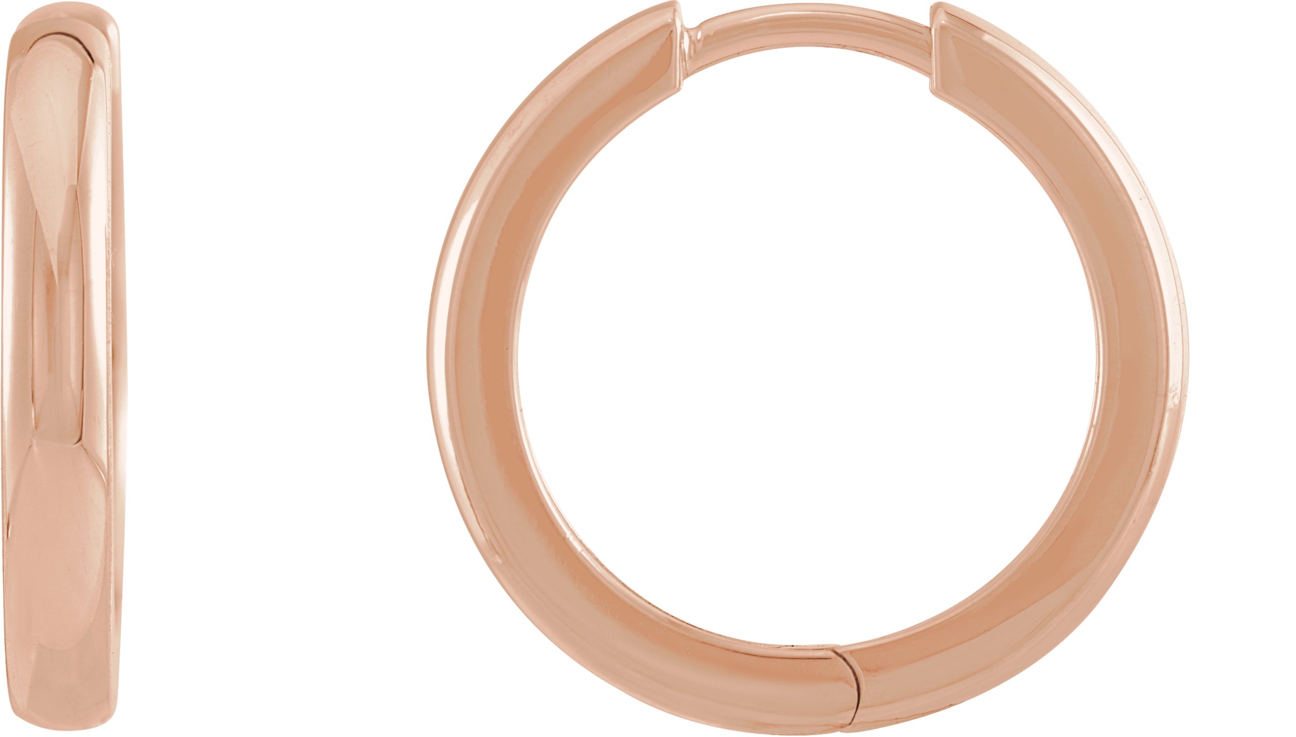 14K Rose 17 mm Hinged Hoop Earrings