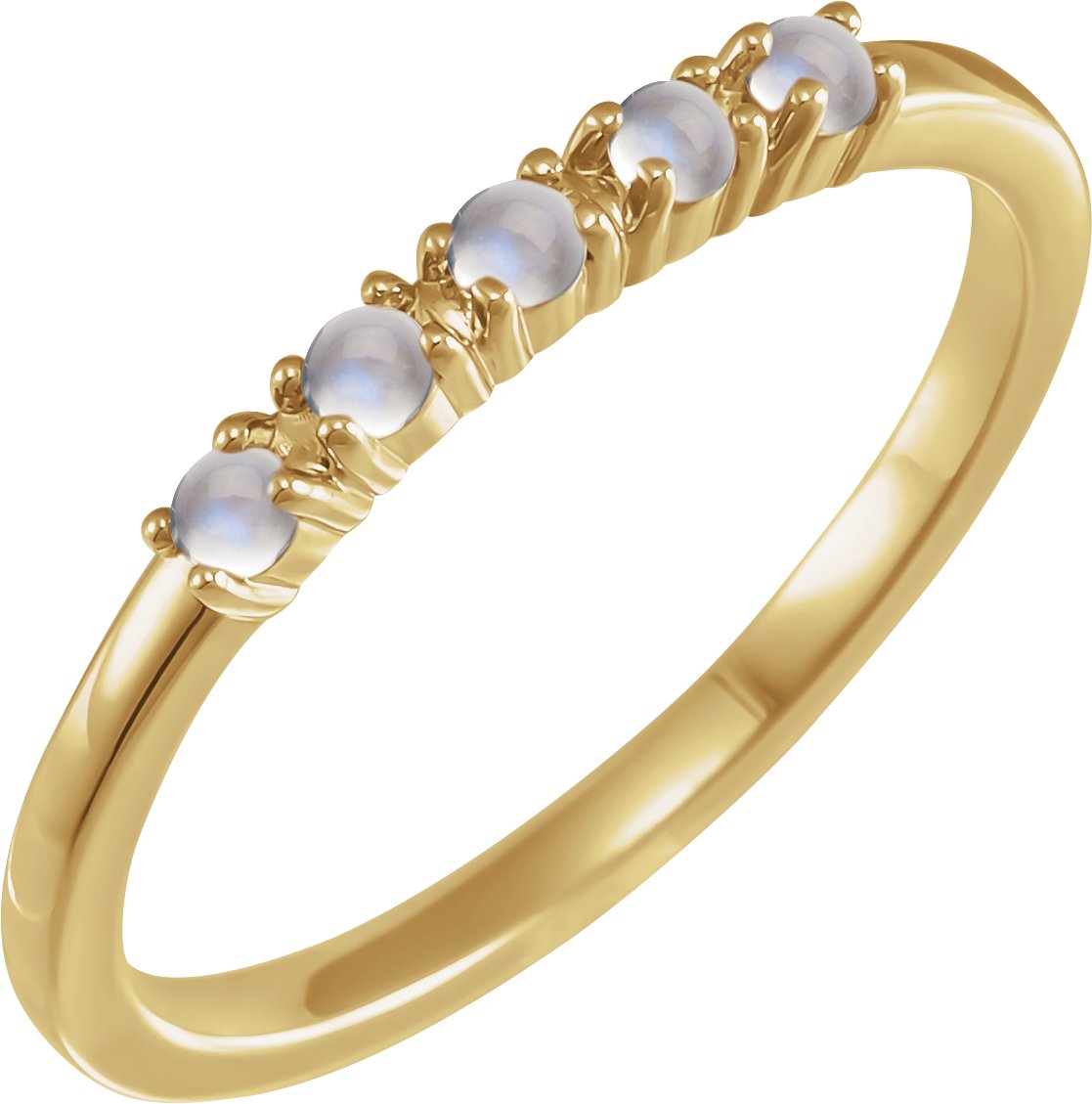 14K Yellow Natural Rainbow Moonstone Cabochon Stackable Ring