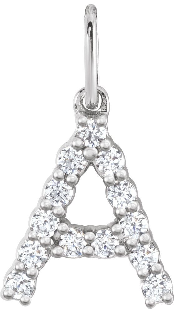 14K White 1/5 CTW Lab-Grown Diamond Initial A Pendant