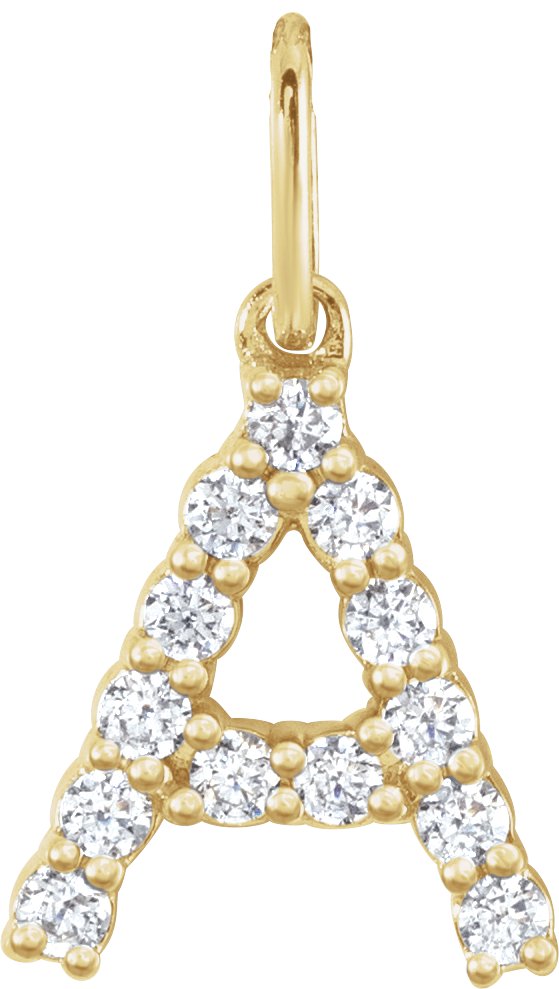 14K Yellow 1/5 CTW Lab-Grown Diamond Initial A Pendant