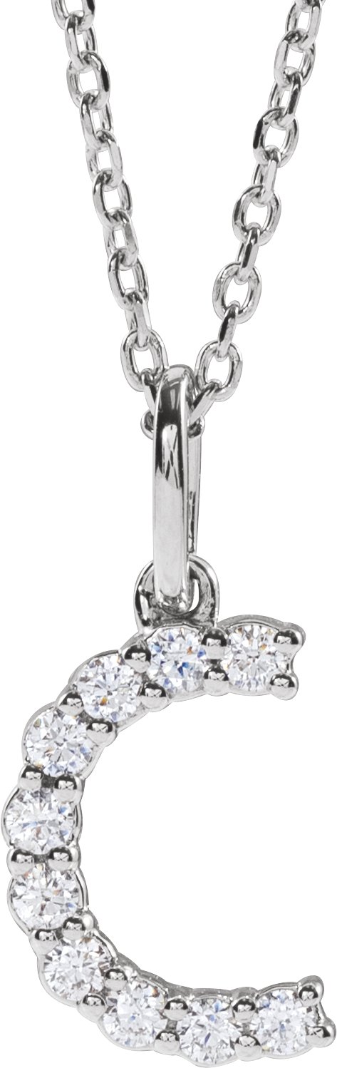 14K White 1/6 CTW Lab-Grown Diamond Initial C 16-18