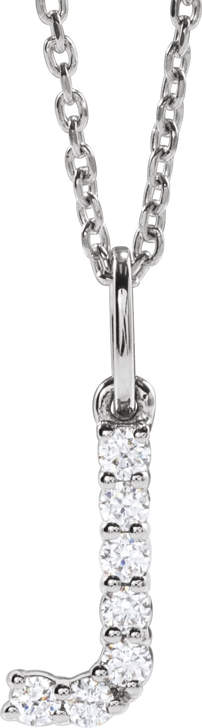 14K White 1/8 CTW Lab-Grown Diamond Initial J 16-18