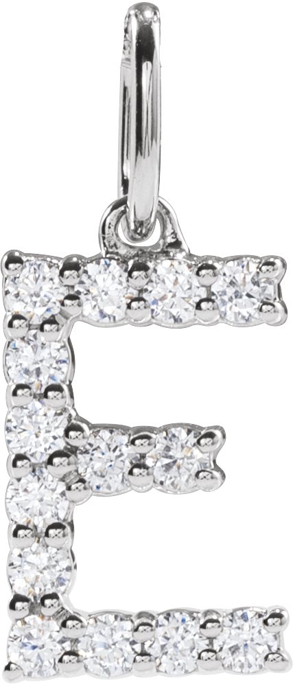 14K White 1/5 CTW Lab-Grown Diamond Initial E Pendant