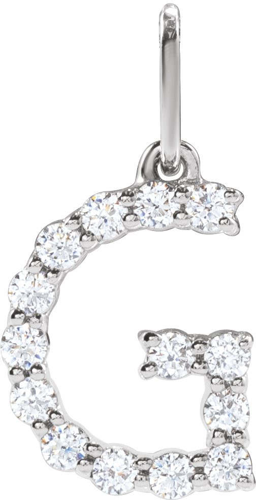 14K White 1/5 CTW Lab-Grown Diamond Initial G Pendant