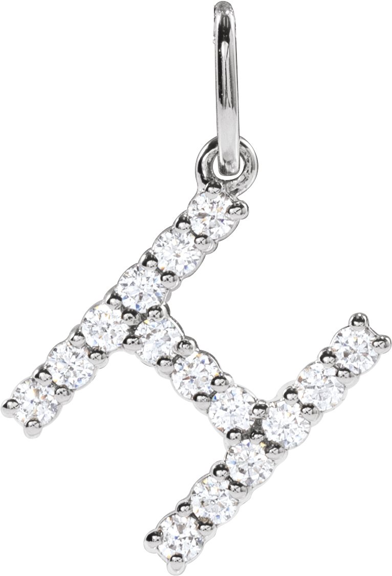 14K White 1/5 CTW Lab-Grown Diamond Initial H Pendant