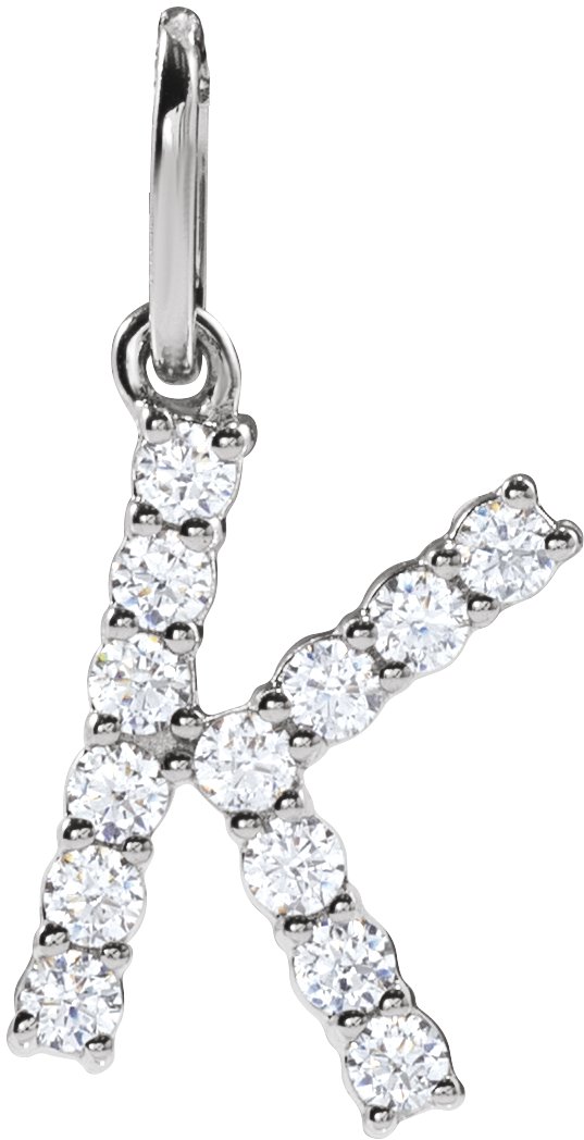 14K White 1/5 CTW Lab-Grown Diamond Initial K Pendant