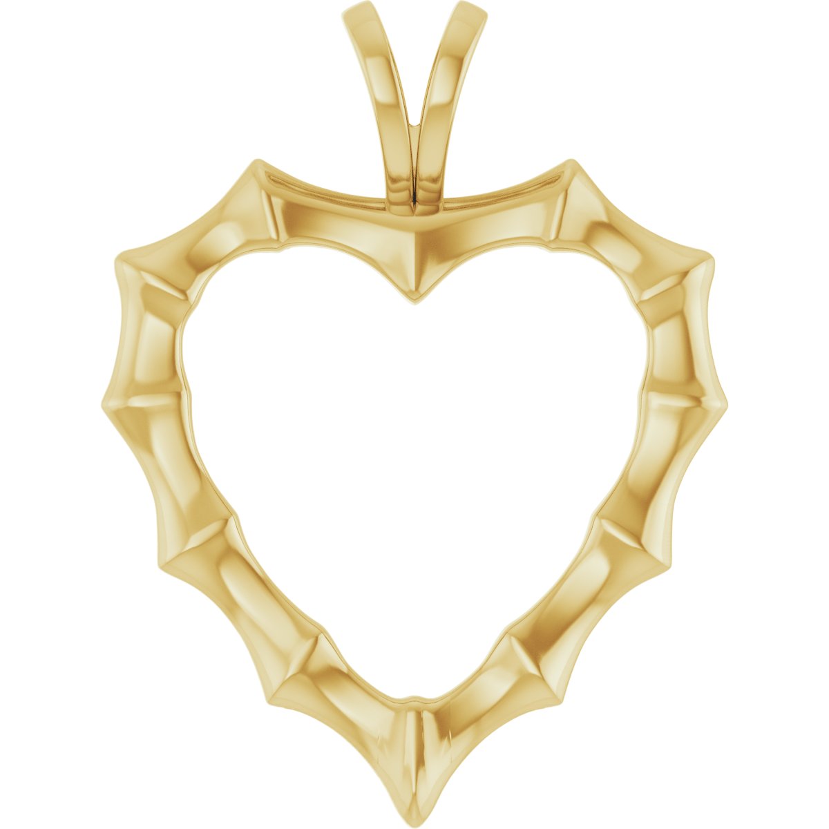 14K Yellow Bamboo Heart Pendant