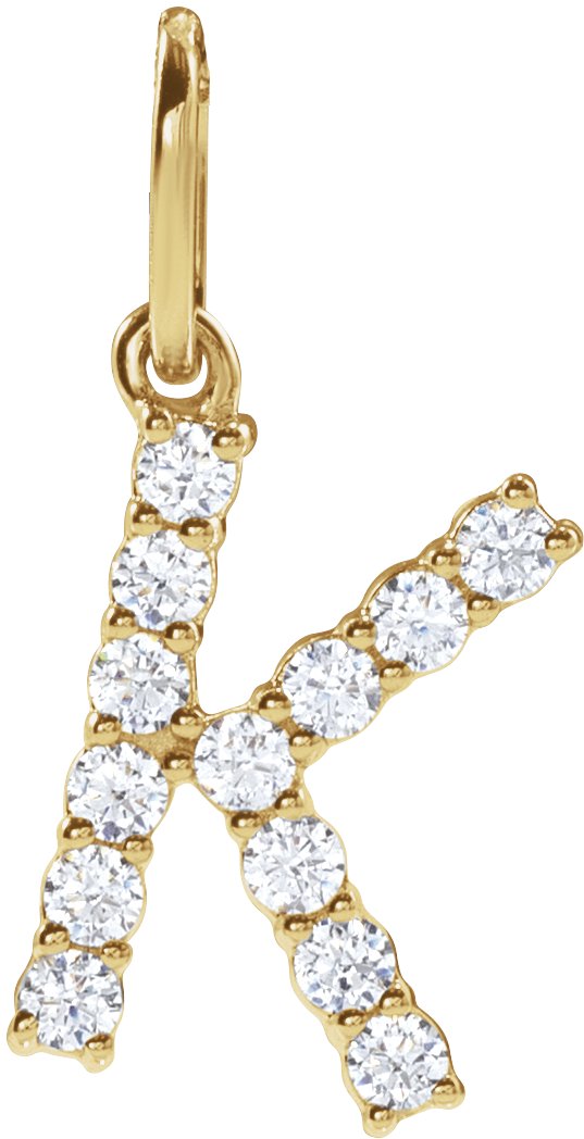 14K Yellow 1/5 CTW Lab-Grown Diamond Initial K Pendant