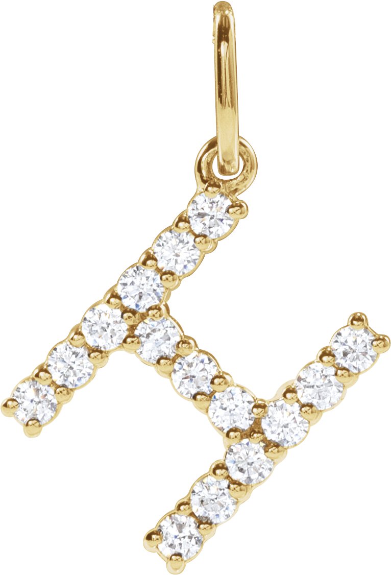 14K Yellow 1/5 CTW Lab-Grown Diamond Initial H Pendant