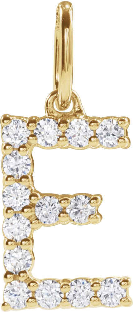 14K Yellow 1/5 CTW Lab-Grown Diamond Initial E Pendant