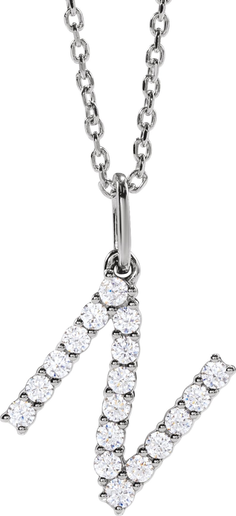 14K White 1/4 CTW Lab-Grown Diamond Initial N 16-18