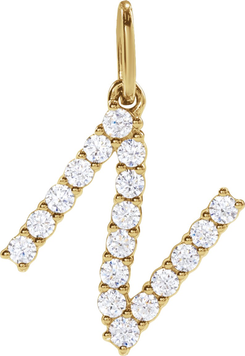 14K Yellow 1/4 CTW Lab-Grown Diamond Initial N Pendant