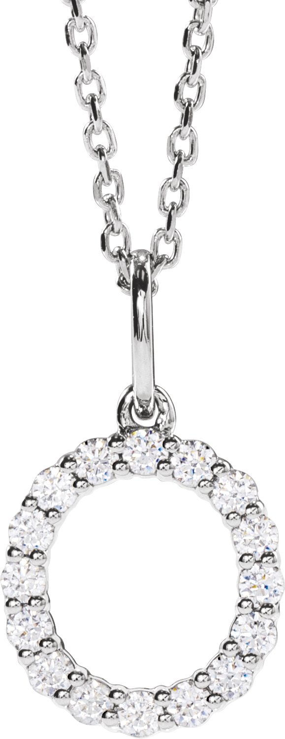 14K White 1/4 CTW Lab-Grown Diamond Initial O 16-18