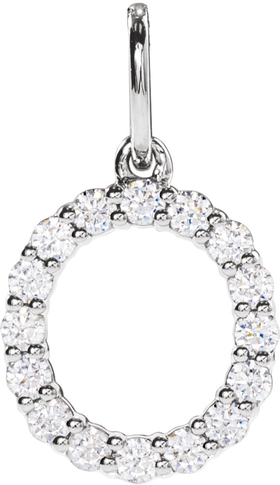 14K White 1/4 CTW Lab-Grown Diamond Initial O Pendant