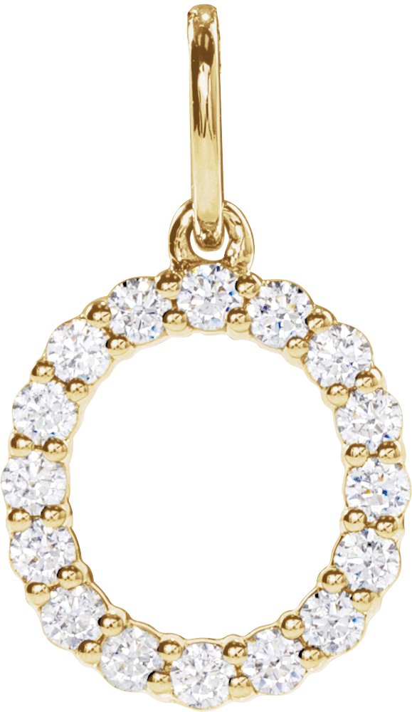 14K Yellow 1/4 CTW Lab-Grown Diamond Initial O Pendant