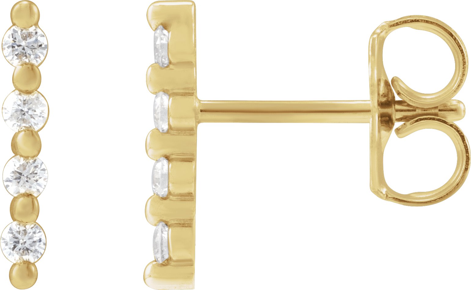 14K Yellow 1/10 CTW Natural Diamond Bar Earrings