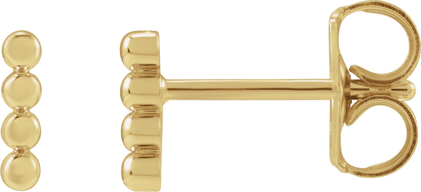 14K Yellow 6 mm Beaded Bar Earrings