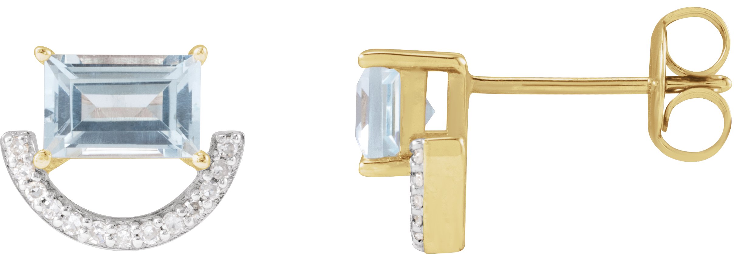 Rhodium-Plated 14K Yellow Natural Sky Blue Topaz & 3/4 CTW Natural Diamond Earrings