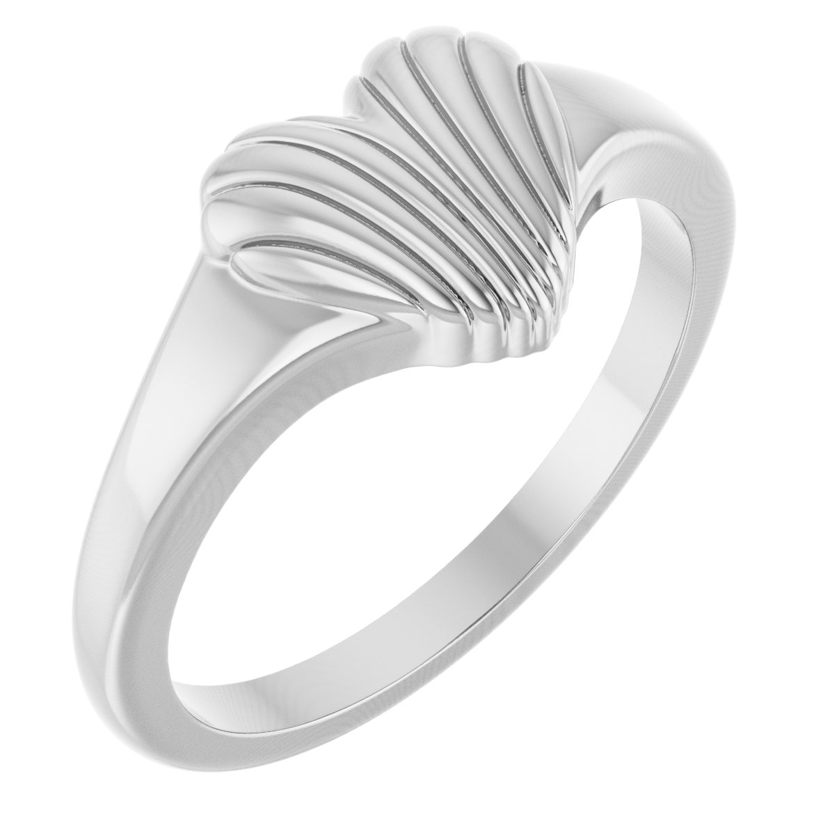 Sterling Silver Ribbed Heart Ring