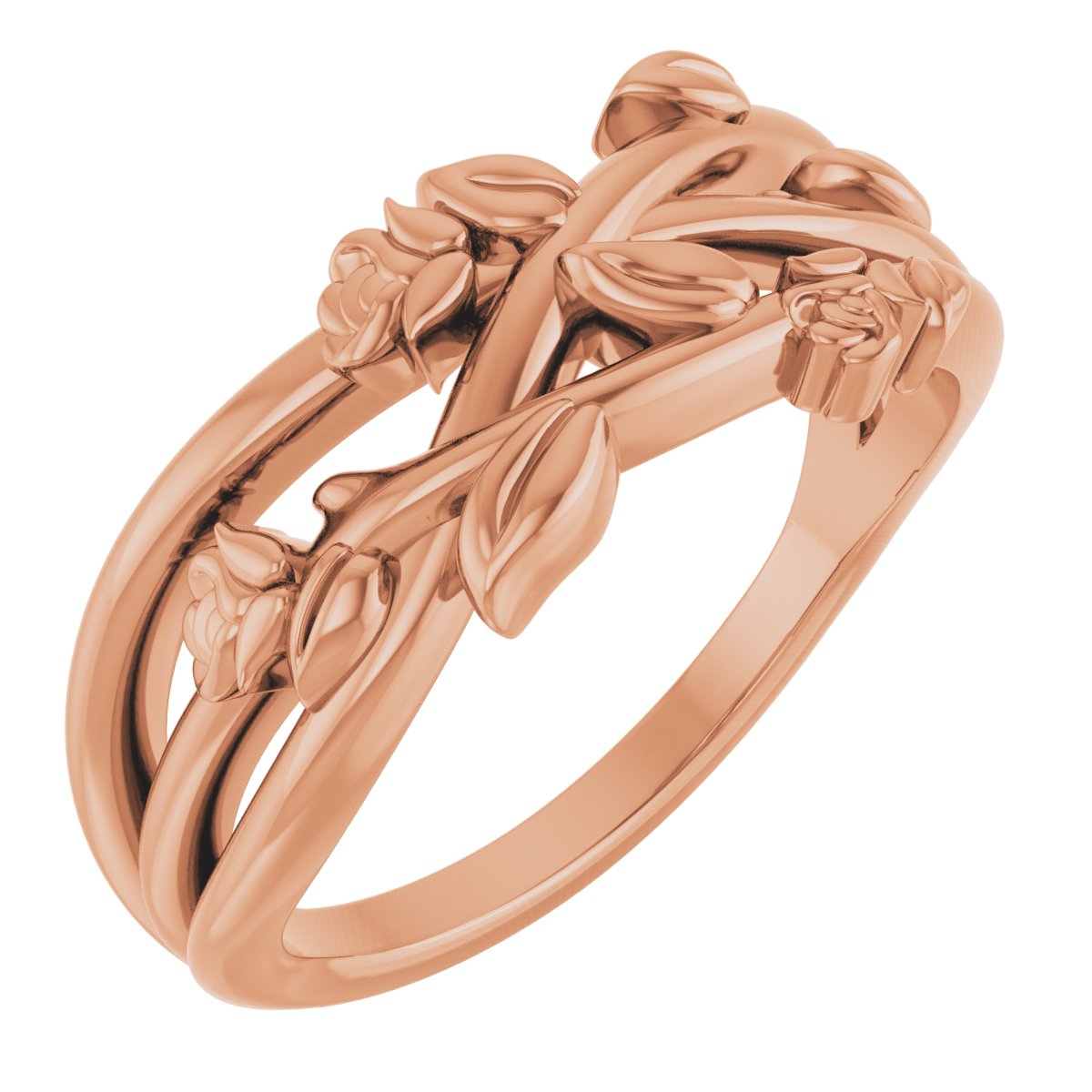 14K Rose Floral Criss-Cross Ring