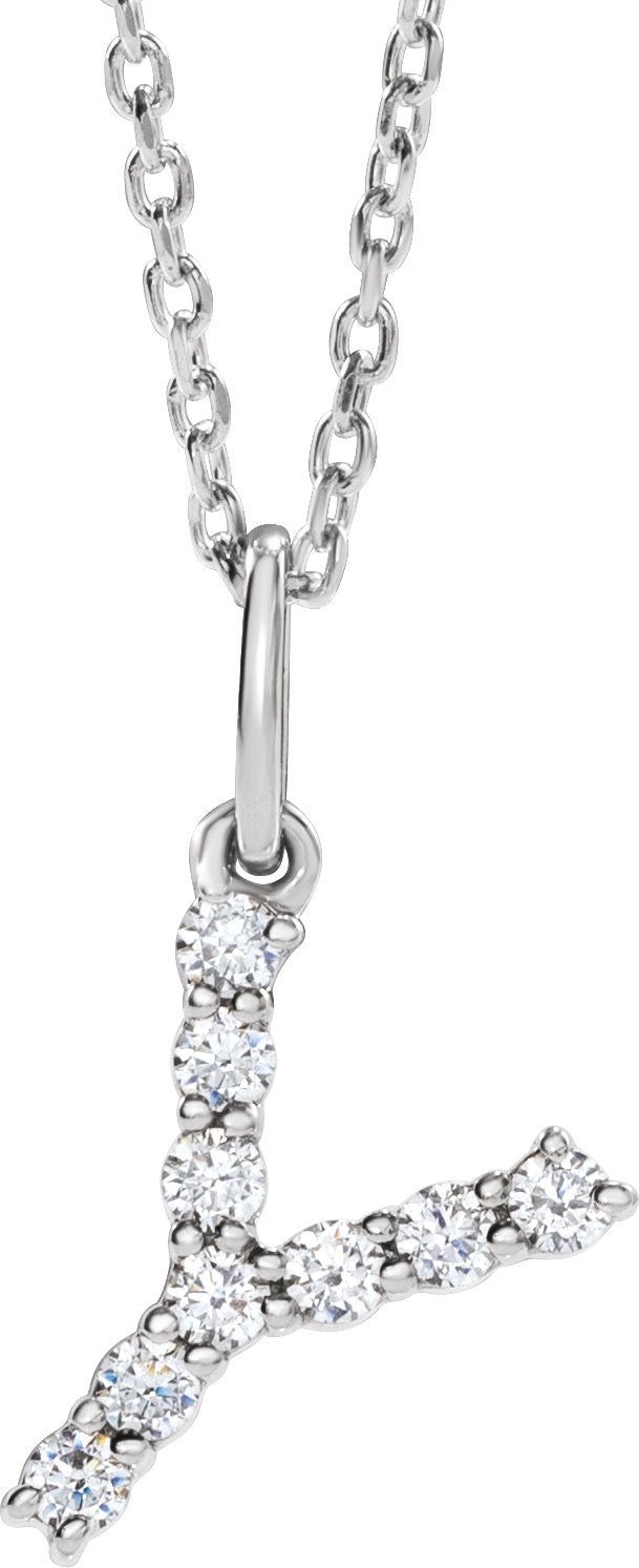 14K White 1/6 CTW Lab-Grown Diamond Initial Y 16-18