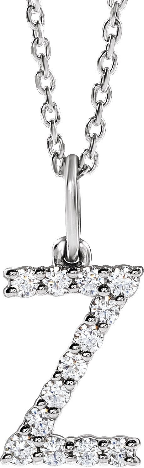 14K White 1/5 CTW Lab-Grown Diamond Initial Z 16-18