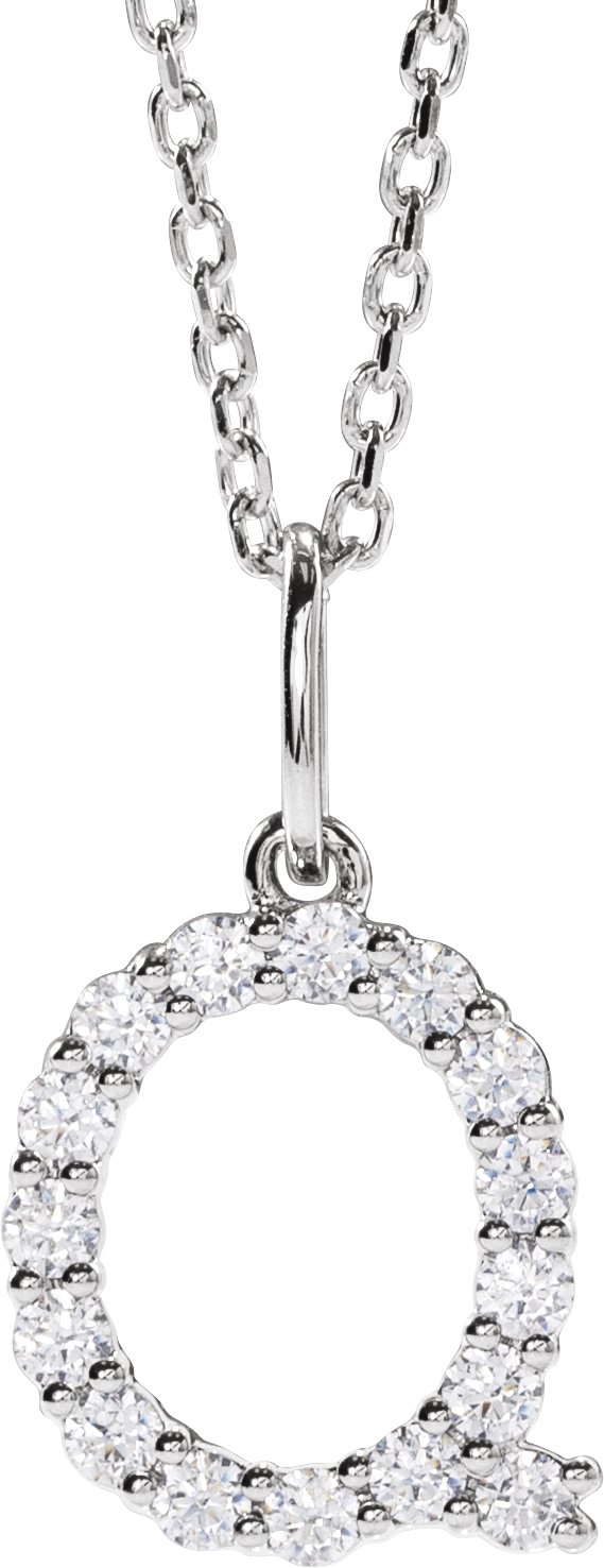 14K White 1/4 CTW Lab-Grown Diamond Initial Q 16-18