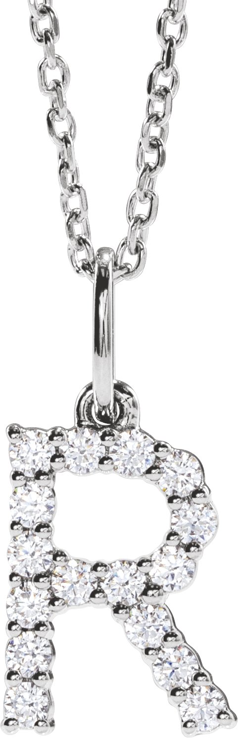 14K White 1/4 CTW Lab-Grown Diamond Initial R 16-18