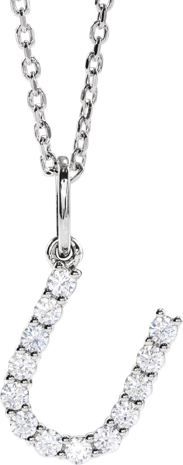 14K White 1/5 CTW Lab-Grown Diamond Initial U 16-18