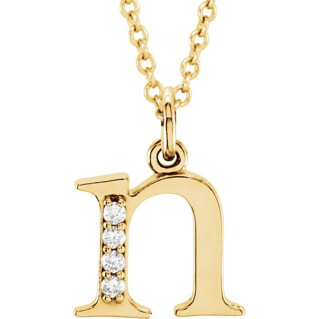 14K Yellow .02 CTW Diamond Lowercase Initial n 16" Necklace