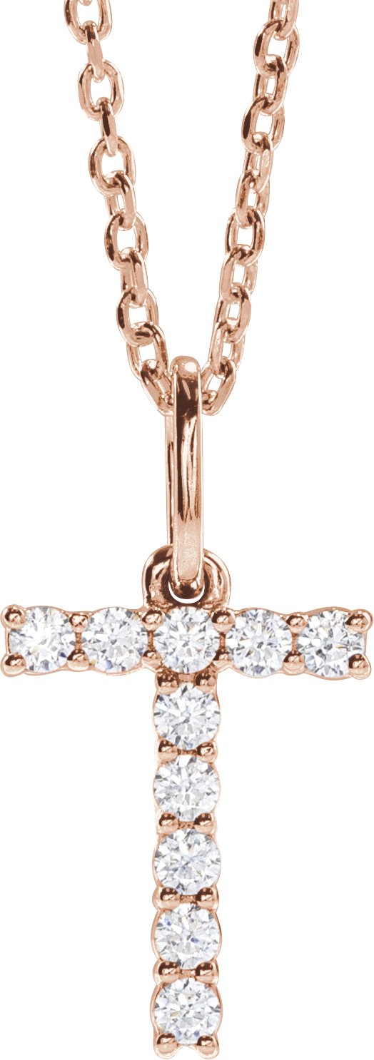 14K Rose 1/6 CTW Lab-Grown Diamond Initial T 16-18