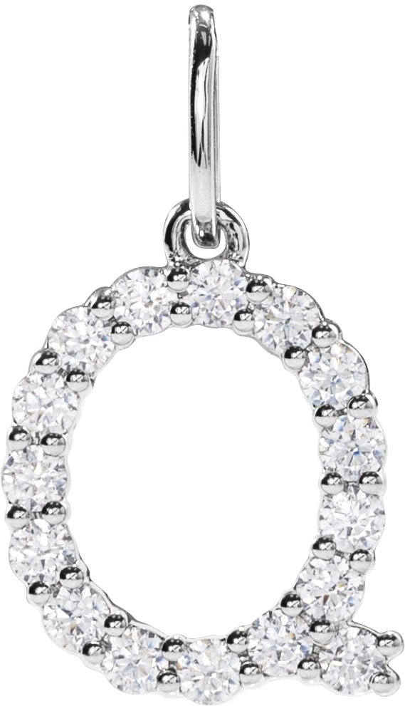 14K White 1/4 CTW Lab-Grown Diamond Initial Q Pendant