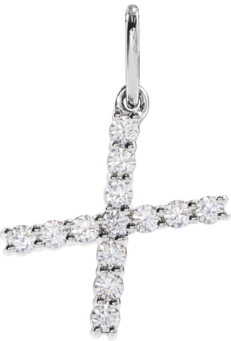 14K White 1/5 CTW Lab-Grown Diamond Initial X Pendant