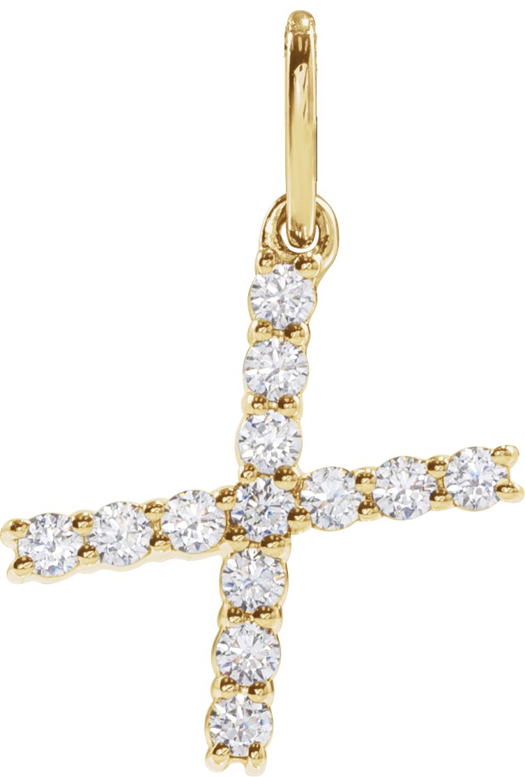 14K Yellow 1/5 CTW Lab-Grown Diamond Initial X Pendant