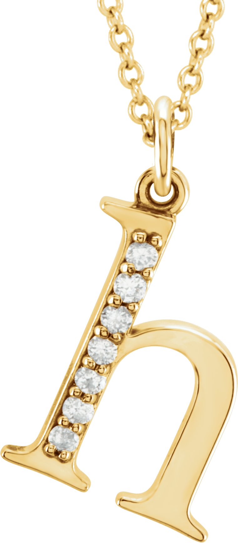14K Yellow .03 CTW Diamond Lowercase Initial h 16" Necklace