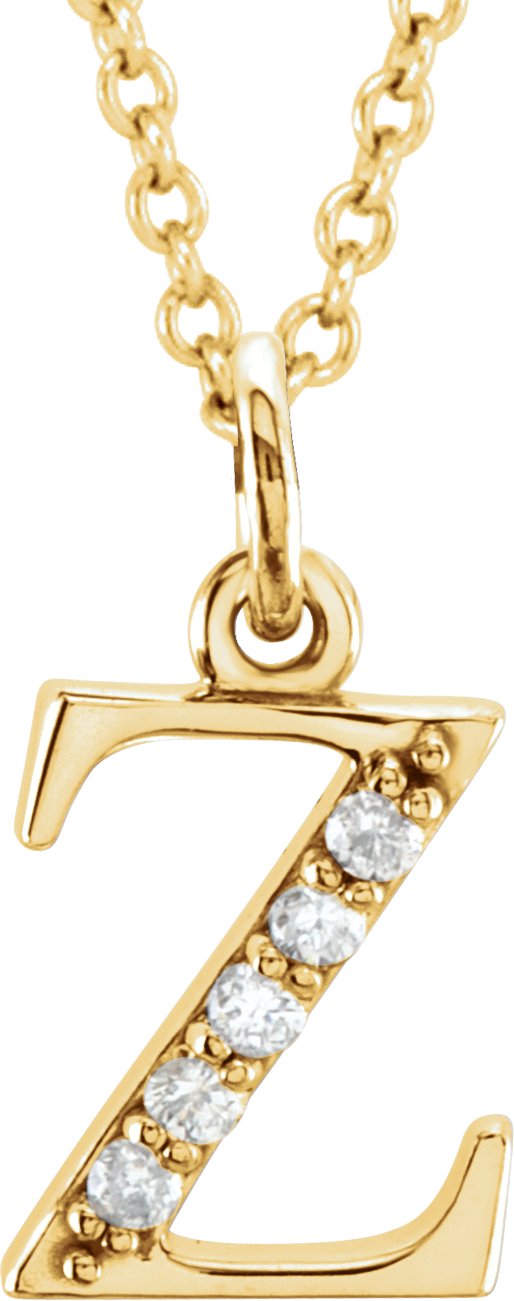 14K Yellow .025 CTW Natural Diamond Lowercase Initial Z 16 Necklace