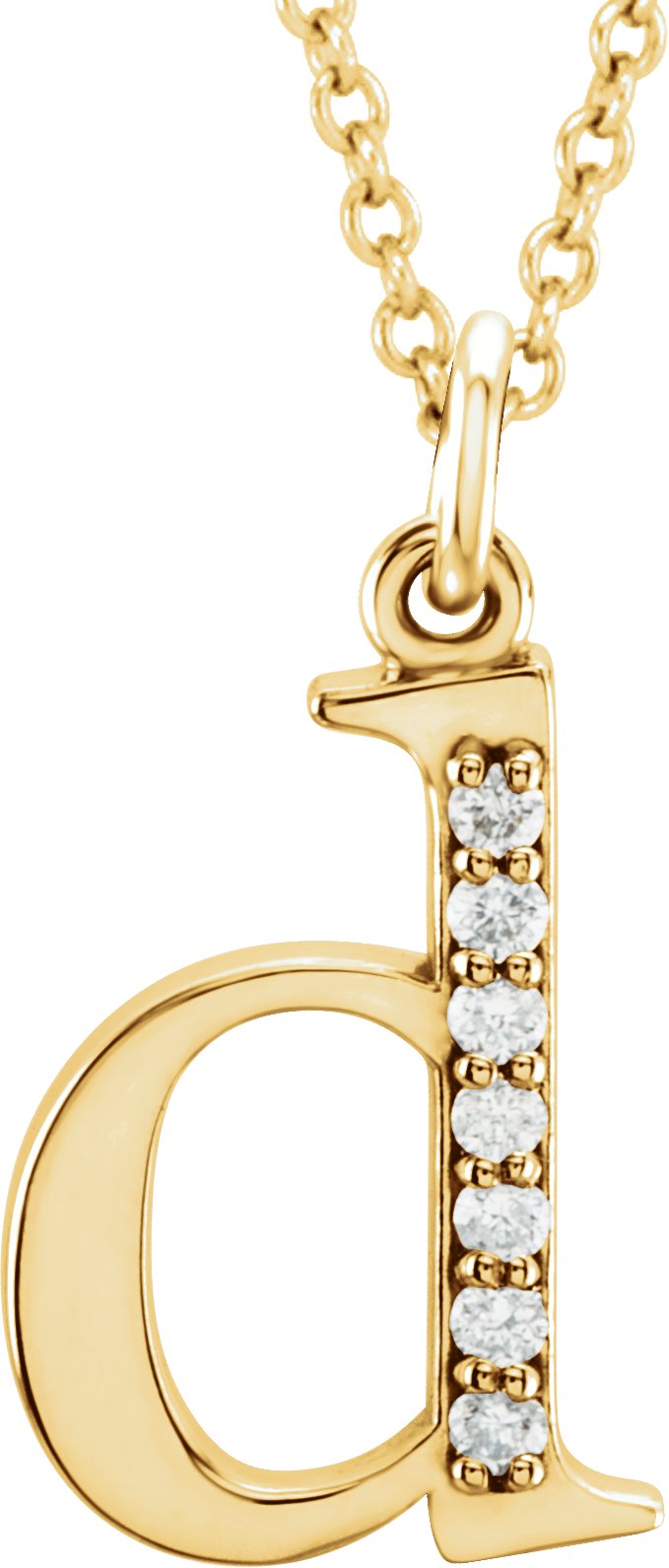 14K Yellow .03 CTW Natural Diamond Lowercase Initial D 16" Necklace